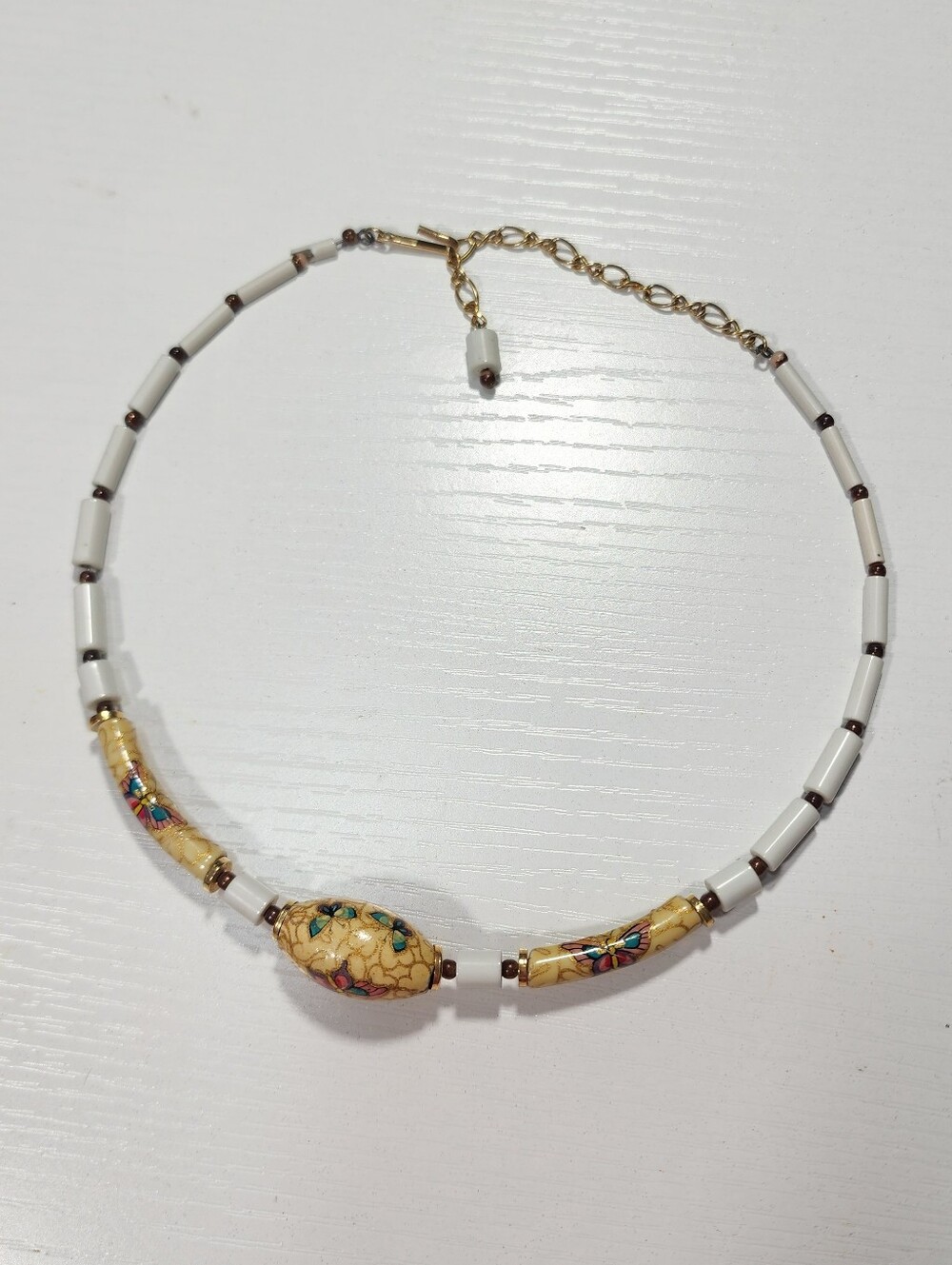 Vintage MCM Japan Porcelain Butterfly Collar Necklace Choker - Picture 4 of 7